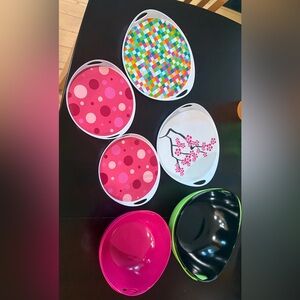 Set of Colorful Decorative Plastic Plate Trays & Bowls